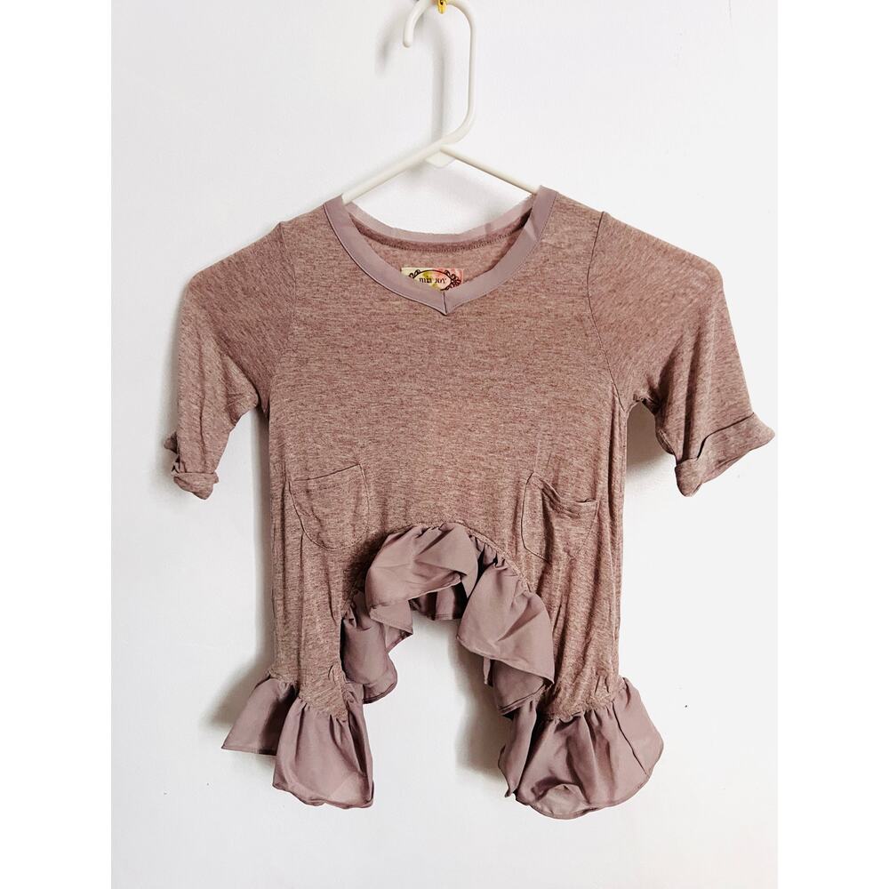 Joyfolie Mia Joy Dylan Top Girls 3 Mauve Ruffle High Low Hem Shirt NWT